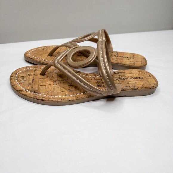 Bernardo Womens Gold Jelly Thong Sandals Size 7 NEW Cork Flip Flop Summer Slide - Picture 3 of 8